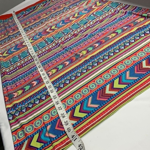 Esqualo Maxi Skirt Aztec Design Multi Colour Elastic Draw String Waist Size 2XL - Picture 8 of 8